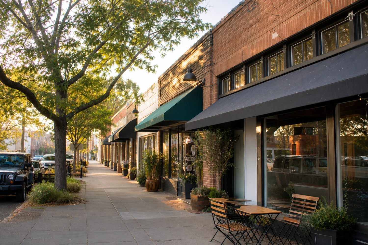 Walkable shopping street in the Temescal district of Oakland